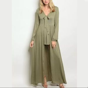 NWT Lunik Shorts Romper Maxi Green Zip/Tie Small